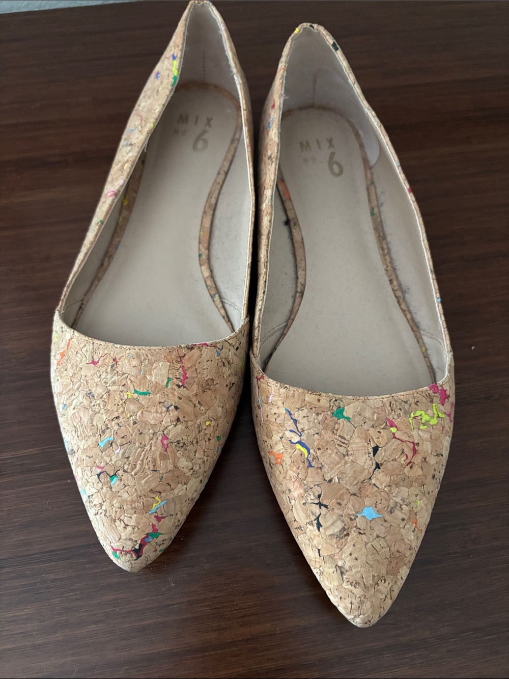 Mix No. 6 Cork Pointed Flats with Multicolor Flecks